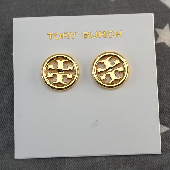 SALE: Tory Burch Miller Large Logo Stud Earrings (New with Dust Bag) - Picture 5 of 5